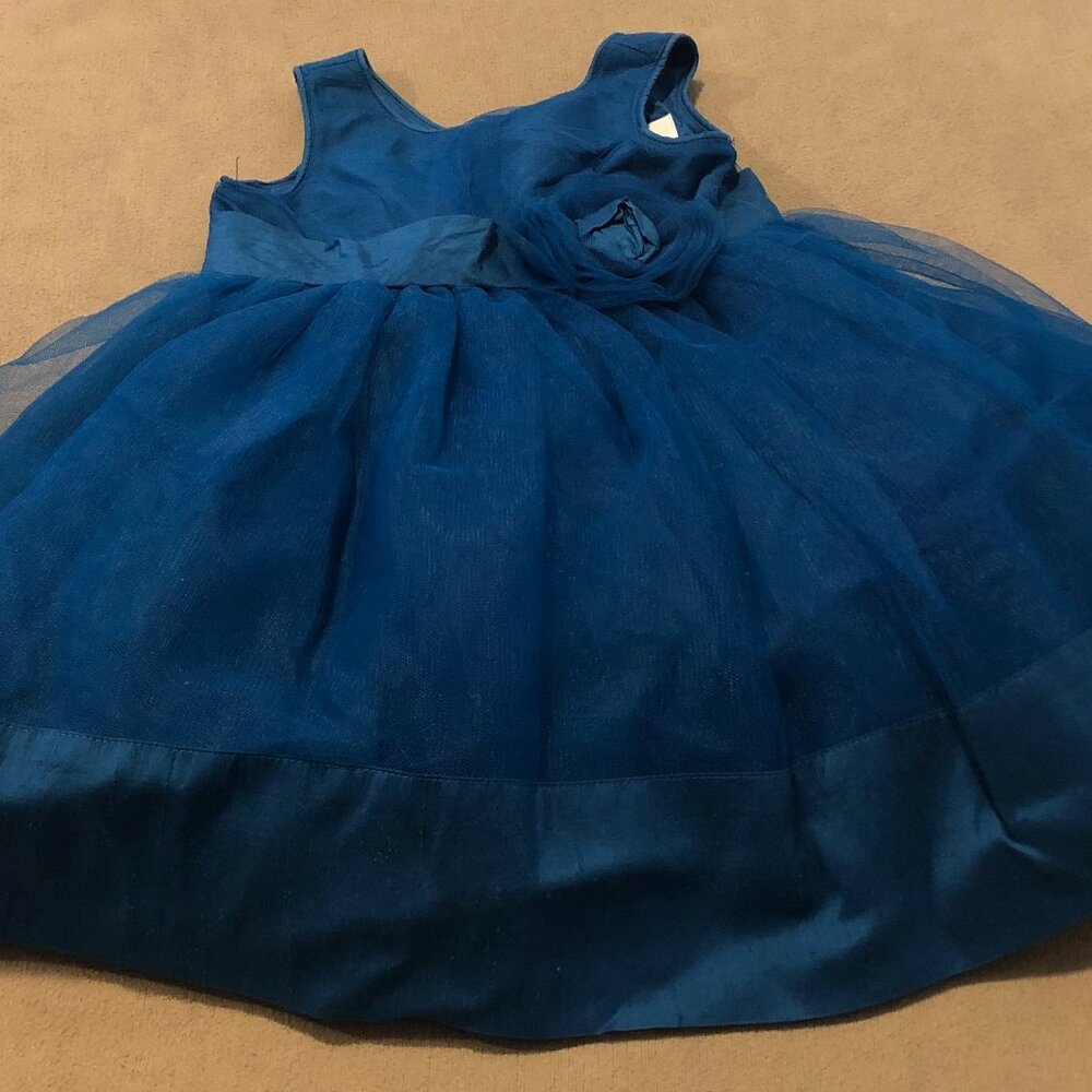 Janie and Jack Girls Blue Formal Silk Sleeveless Dress Size 6-12 Month Like New